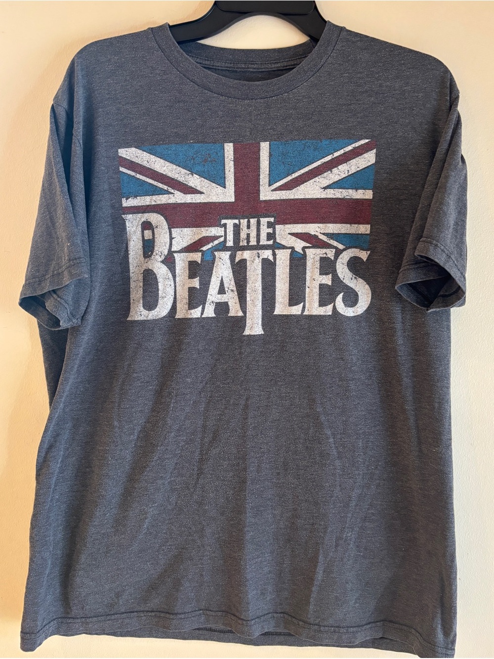 The Beatles Short Sleeve Graphic Tee in Charcoal with Red & Blue Union Jack